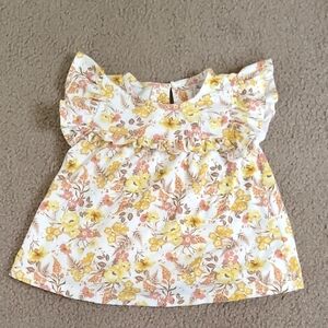 Tommy Bahama Yellow Pink Ruffle Flutter Sleeve Baby Dress - Size 24M